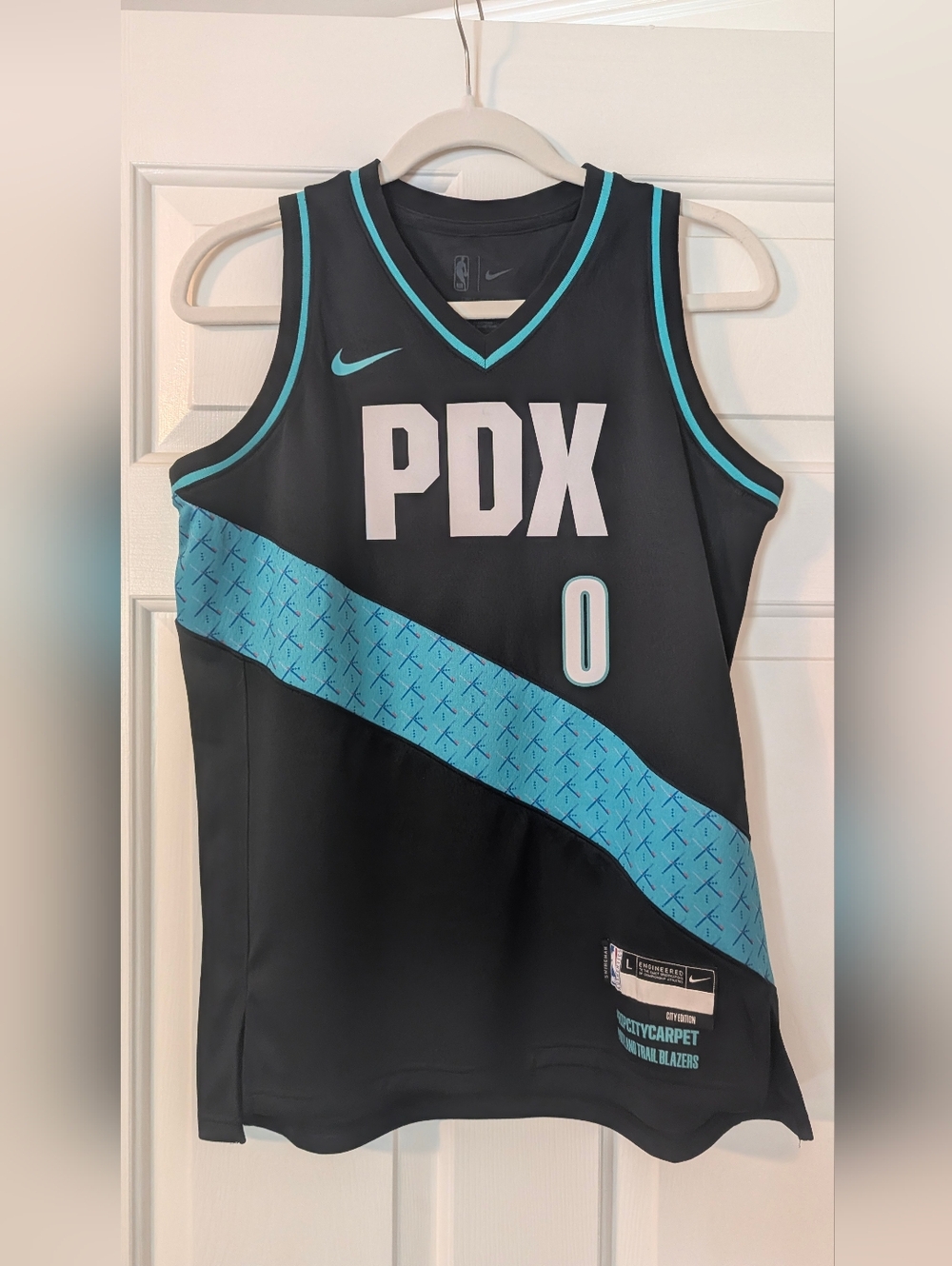Nike PDX Trail Blazers Black & Teal Basketball Jersey #0 Lillard